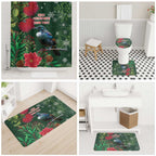 Tui Meri Kirihimete Personalised Bathroom Set Pohutukawa Flowers Green Motif - Aussie Hoodie