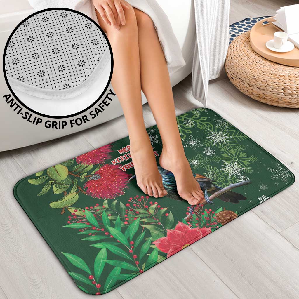 Tui Meri Kirihimete Personalised Bathroom Set Pohutukawa Flowers Green Motif - Aussie Hoodie