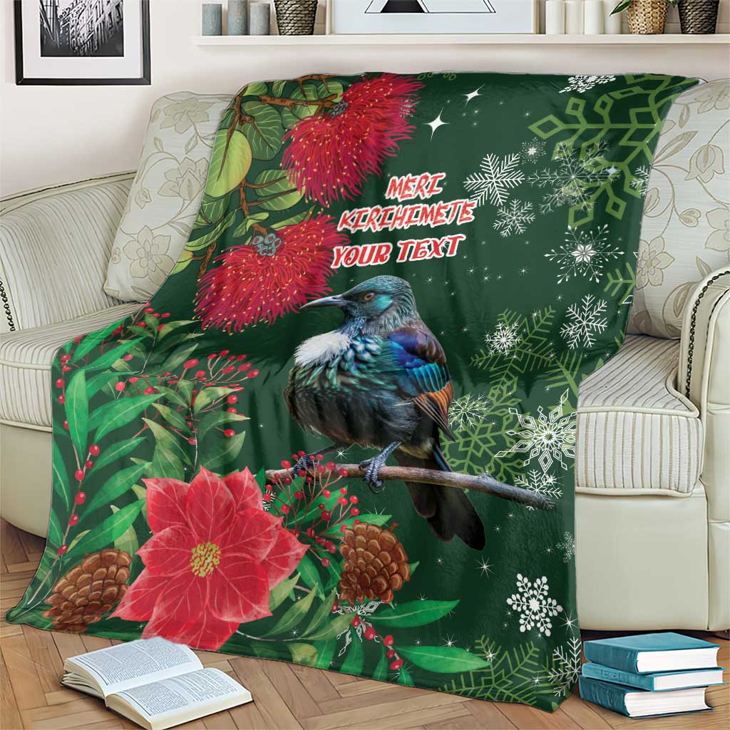Tui Meri Kirihimete Personalised Blanket Pohutukawa Flowers Green Motif - Aussie Hoodie