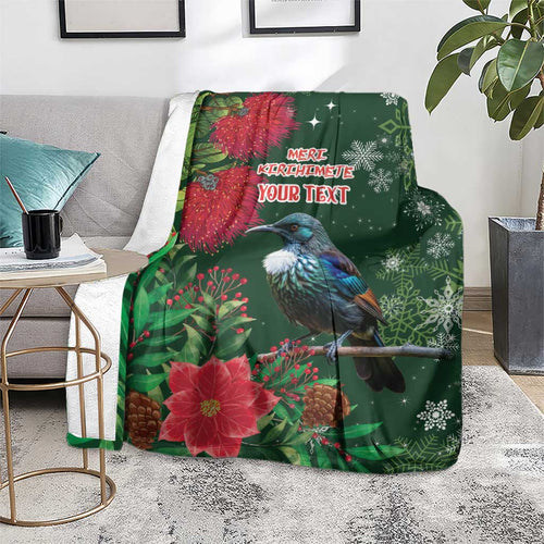 Tui Meri Kirihimete Personalised Blanket Pohutukawa Flowers Green Motif - Aussie Hoodie
