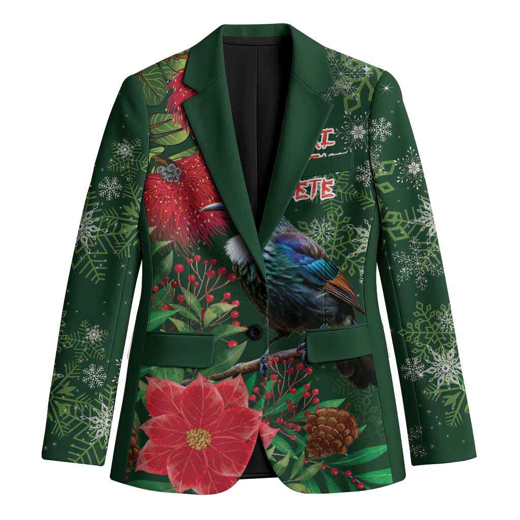 Tui Meri Kirihimete Personalised Blazer Pohutukawa Flowers Green Motif - Aussie Hoodie