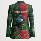 Tui Meri Kirihimete Personalised Blazer Pohutukawa Flowers Green Motif - Aussie Hoodie