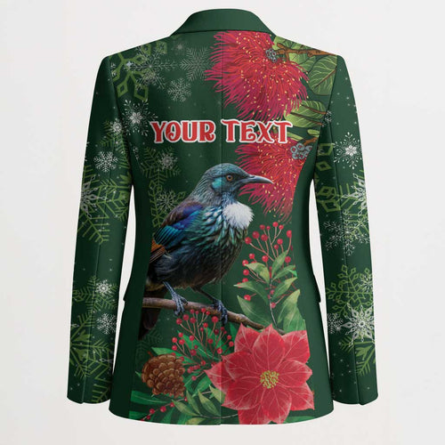 Tui Meri Kirihimete Personalised Blazer Pohutukawa Flowers Green Motif - Aussie Hoodie