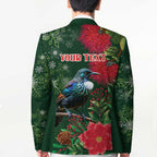 Tui Meri Kirihimete Personalised Blazer Pohutukawa Flowers Green Motif - Aussie Hoodie
