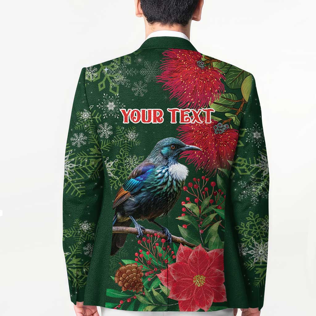 Tui Meri Kirihimete Personalised Blazer Pohutukawa Flowers Green Motif - Aussie Hoodie