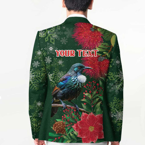 Tui Meri Kirihimete Personalised Blazer Pohutukawa Flowers Green Motif - Aussie Hoodie