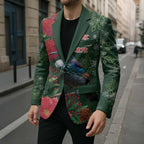 Tui Meri Kirihimete Personalised Blazer Pohutukawa Flowers Green Motif - Aussie Hoodie