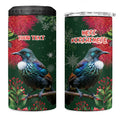 Tui Meri Kirihimete Personalised 4 in 1 Can Cooler Tumbler Pohutukawa Flowers Green Motif - Aussie Hoodie