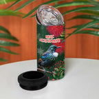 Tui Meri Kirihimete Personalised 4 in 1 Can Cooler Tumbler Pohutukawa Flowers Green Motif - Aussie Hoodie