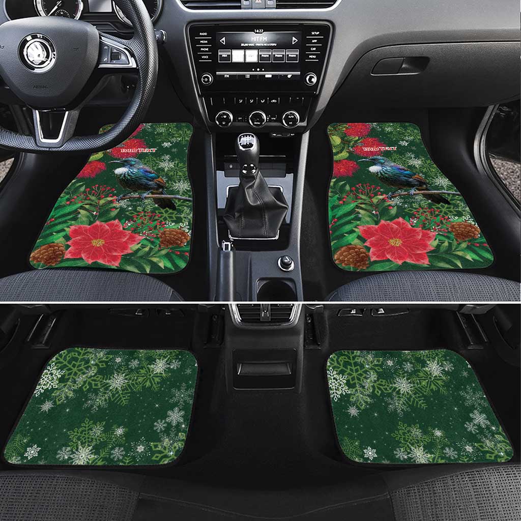 Tui Meri Kirihimete Personalised Car Mats Pohutukawa Flowers Green Motif - Aussie Hoodie