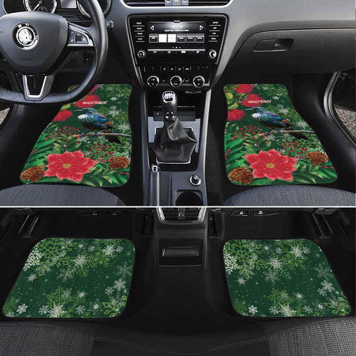 Tui Meri Kirihimete Personalised Car Mats Pohutukawa Flowers Green Motif - Aussie Hoodie