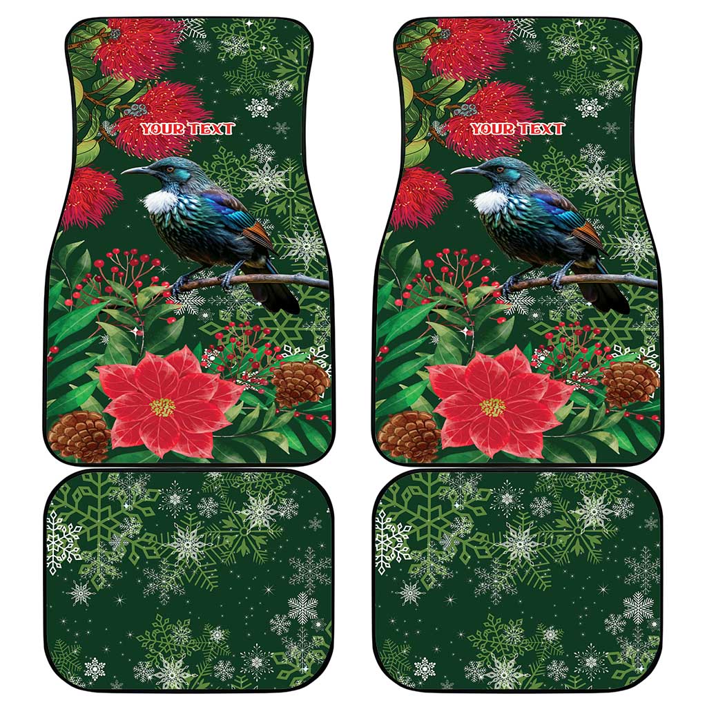 Tui Meri Kirihimete Personalised Car Mats Pohutukawa Flowers Green Motif - Aussie Hoodie