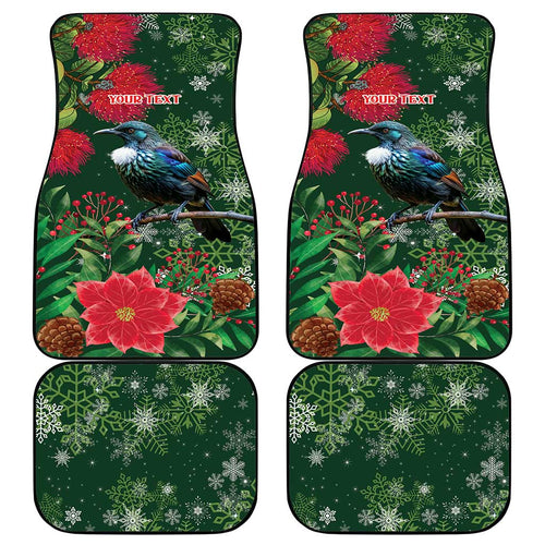 Tui Meri Kirihimete Personalised Car Mats Pohutukawa Flowers Green Motif - Aussie Hoodie