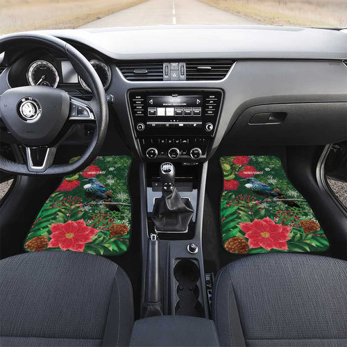 Tui Meri Kirihimete Personalised Car Mats Pohutukawa Flowers Green Motif - Aussie Hoodie