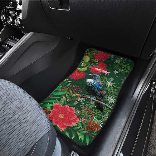 Tui Meri Kirihimete Personalised Car Mats Pohutukawa Flowers Green Motif - Aussie Hoodie