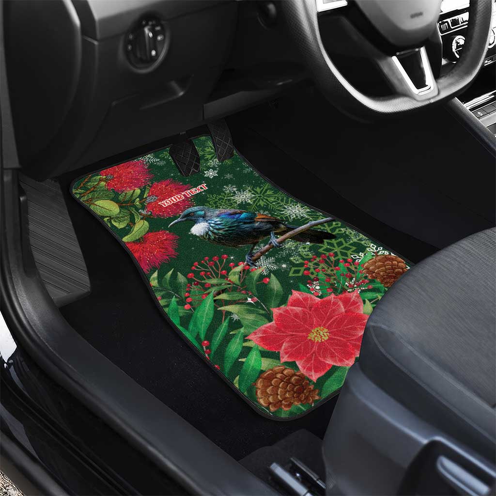 Tui Meri Kirihimete Personalised Car Mats Pohutukawa Flowers Green Motif - Aussie Hoodie