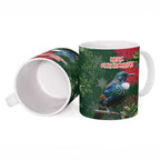 Tui Meri Kirihimete Personalised Ceramic Mug Pohutukawa Flowers Green Motif - Aussie Hoodie