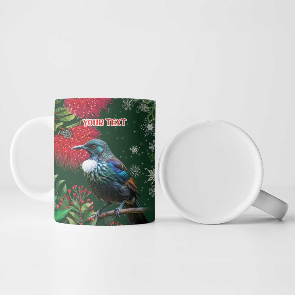 Tui Meri Kirihimete Personalised Ceramic Mug Pohutukawa Flowers Green Motif - Aussie Hoodie