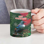 Tui Meri Kirihimete Personalised Ceramic Mug Pohutukawa Flowers Green Motif - Aussie Hoodie