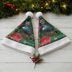 Tui Meri Kirihimete Personalised Christmas Santa Hat Pohutukawa Flowers Green Motif - Aussie Hoodie