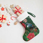 Tui Meri Kirihimete Personalised Christmas Stocking Pohutukawa Flowers Green Motif - Aussie Hoodie