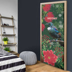 Tui Meri Kirihimete Personalised Door Cover Pohutukawa Flowers Green Motif - Aussie Hoodie