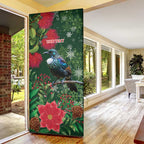 Tui Meri Kirihimete Personalised Door Cover Pohutukawa Flowers Green Motif - Aussie Hoodie