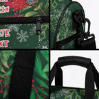 Tui Meri Kirihimete Personalised Duffle Bag Pohutukawa Flowers Green Motif