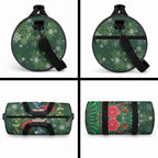 Tui Meri Kirihimete Personalised Duffle Bag Pohutukawa Flowers Green Motif