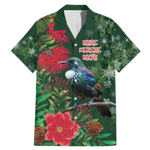 Tui Meri Kirihimete Personalised Family Matching Mermaid Dress and Hawaiian Shirt Pohutukawa Flowers Green Motif - Aussie Hoodie