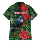 Tui Meri Kirihimete Personalised Family Matching Mermaid Dress and Hawaiian Shirt Pohutukawa Flowers Green Motif - Aussie Hoodie