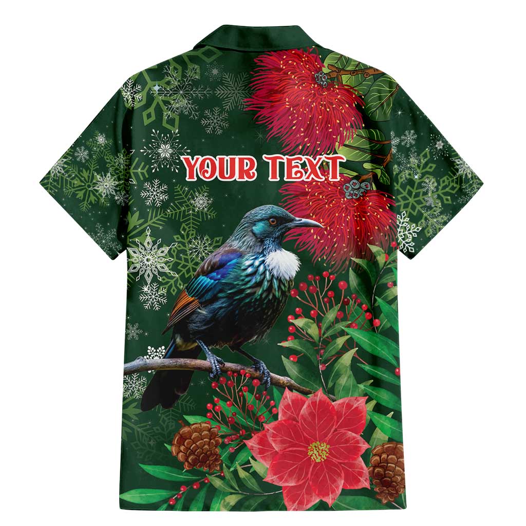 Tui Meri Kirihimete Personalised Family Matching Mermaid Dress and Hawaiian Shirt Pohutukawa Flowers Green Motif - Aussie Hoodie