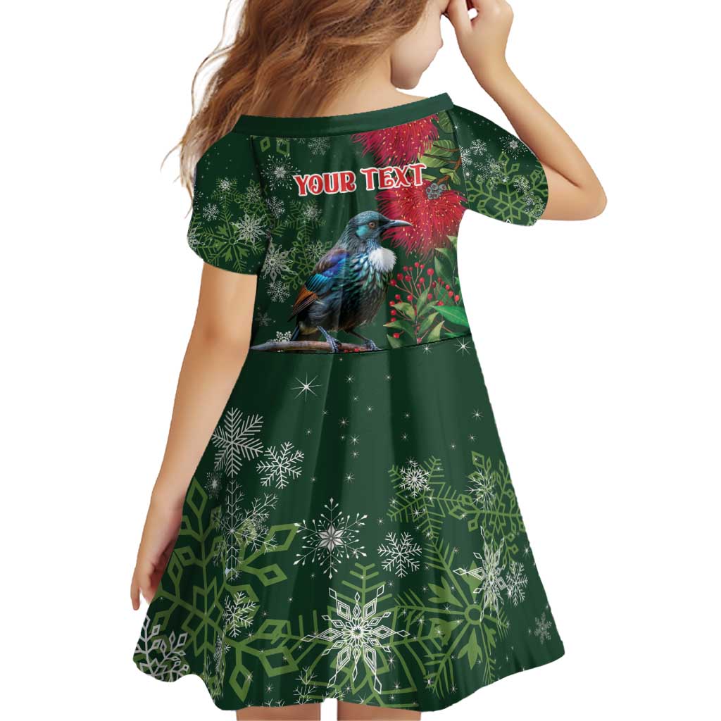 Tui Meri Kirihimete Personalised Family Matching Off Shoulder Short Dress and Hawaiian Shirt Pohutukawa Flowers Green Motif - Aussie Hoodie