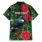 Tui Meri Kirihimete Personalised Family Matching Summer Maxi Dress and Hawaiian Shirt Pohutukawa Flowers Green Motif - Aussie Hoodie