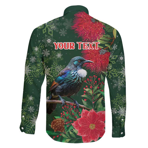 Tui Meri Kirihimete Personalised Family Matching Summer Maxi Dress and Hawaiian Shirt Pohutukawa Flowers Green Motif - Aussie Hoodie