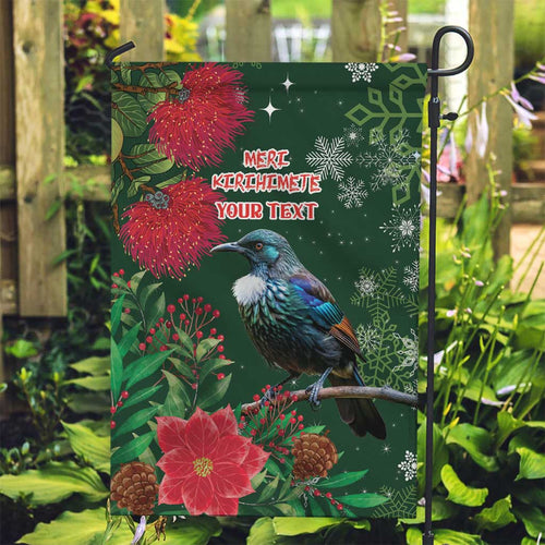 Tui Meri Kirihimete Personalised Garden Flag Pohutukawa Flowers Green Motif - Aussie Hoodie