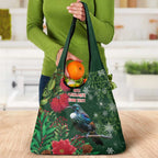 Tui Meri Kirihimete Personalised Grocery Bag Pohutukawa Flowers Green Motif - Aussie Hoodie