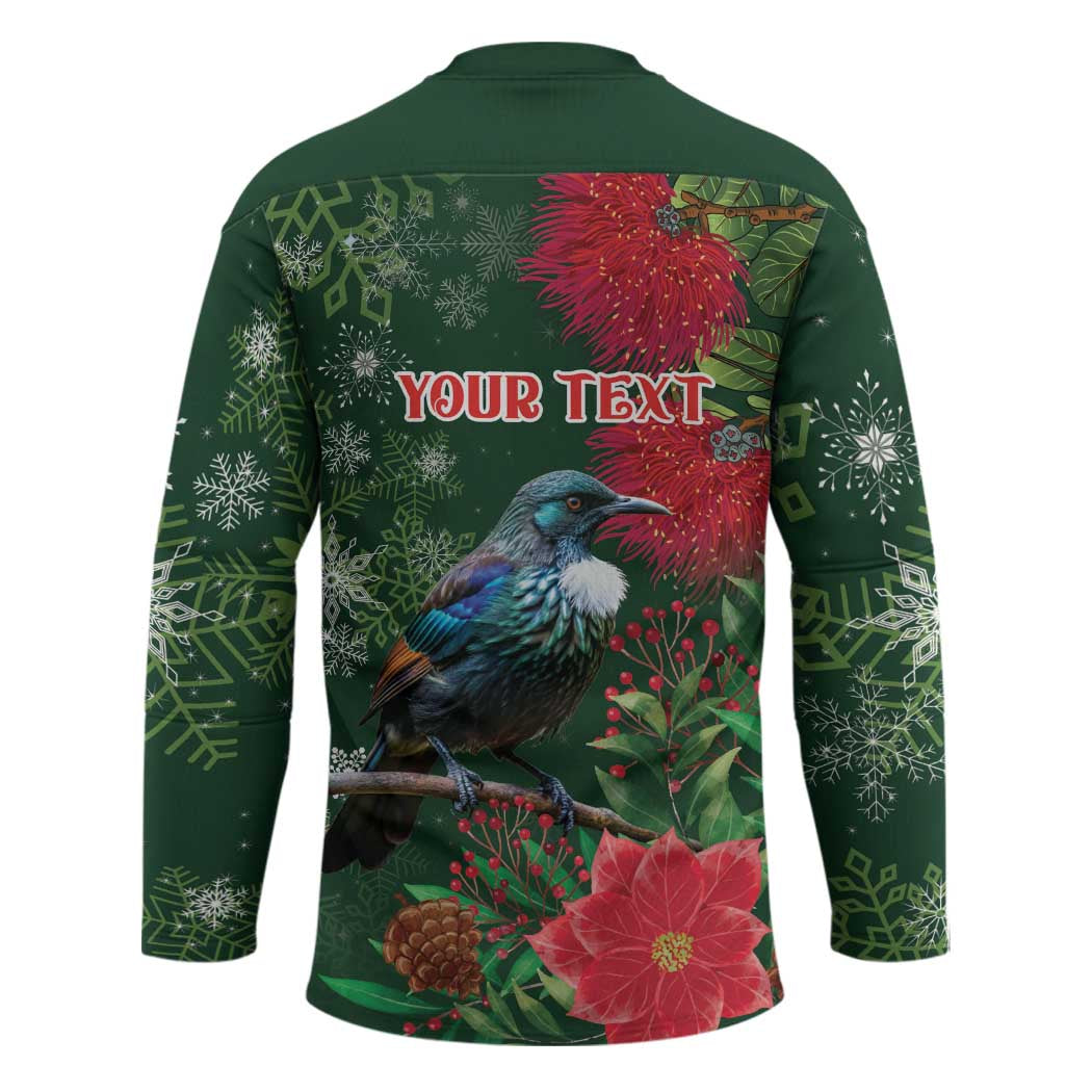 Tui Meri Kirihimete Personalised Hockey Jersey Pohutukawa Flowers Green Motif - Aussie Hoodie