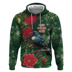 Tui Meri Kirihimete Personalised Hoodie Pohutukawa Flowers Green Motif - Aussie Hoodie