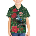 Tui Meri Kirihimete Personalised Kid Hawaiian Shirt Pohutukawa Flowers Green Motif - Aussie Hoodie