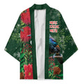 Tui Meri Kirihimete Personalised Kimono Pohutukawa Flowers Green Motif - Aussie Hoodie