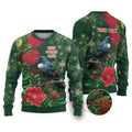 Tui Meri Kirihimete Personalised Ugly Christmas Sweater Pohutukawa Flowers Green Motif - Aussie Hoodie
