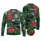 Tui Meri Kirihimete Personalised Ugly Christmas Sweater Pohutukawa Flowers Green Motif - Aussie Hoodie