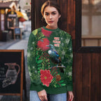 Tui Meri Kirihimete Personalised Ugly Christmas Sweater Pohutukawa Flowers Green Motif - Aussie Hoodie