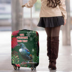 Tui Meri Kirihimete Personalised Luggage Cover Pohutukawa Flowers Green Motif - Aussie Hoodie