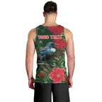 Tui Meri Kirihimete Personalised Men Tank Top Pohutukawa Flowers Green Motif - Aussie Hoodie