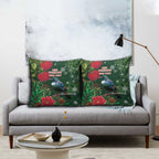 Tui Meri Kirihimete Personalised Pillow Cover Pohutukawa Flowers Green Motif - Aussie Hoodie