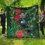 Tui Meri Kirihimete Personalised Quilt Pohutukawa Flowers Green Motif - Aussie Hoodie
