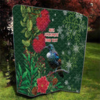 Tui Meri Kirihimete Personalised Quilt Pohutukawa Flowers Green Motif - Aussie Hoodie