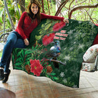 Tui Meri Kirihimete Personalised Quilt Pohutukawa Flowers Green Motif - Aussie Hoodie